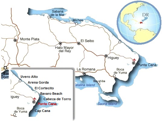 map punta cana