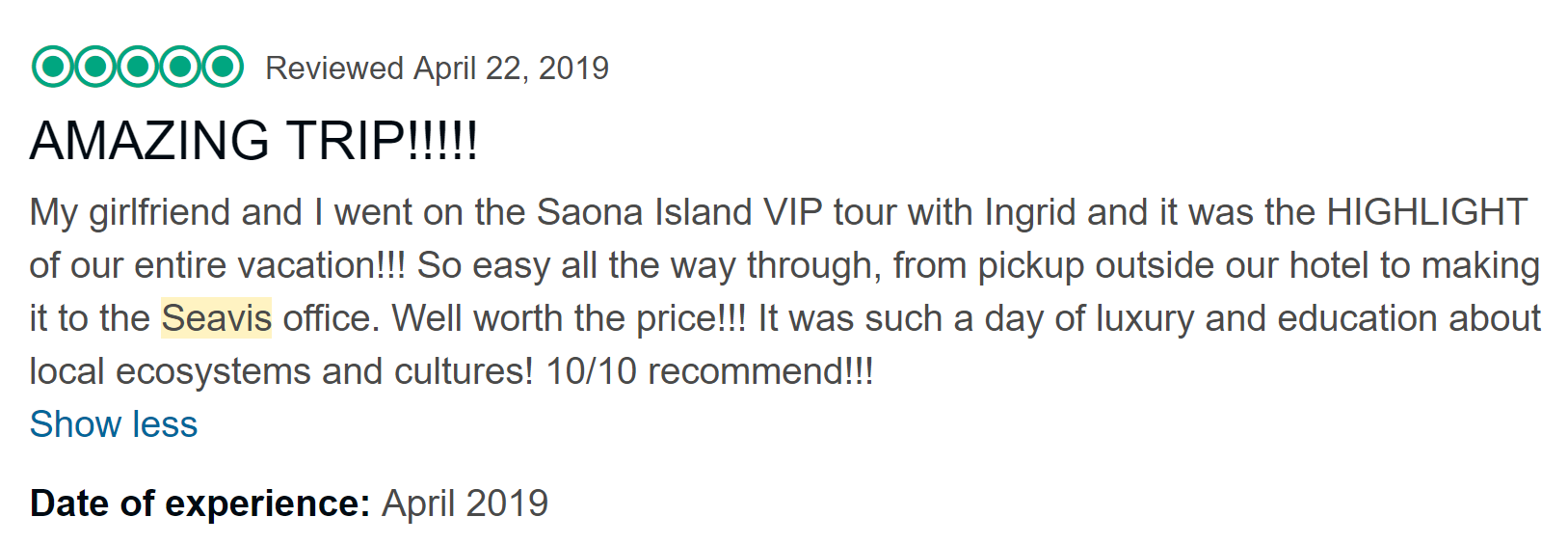 Review Saona Crusoe VIP